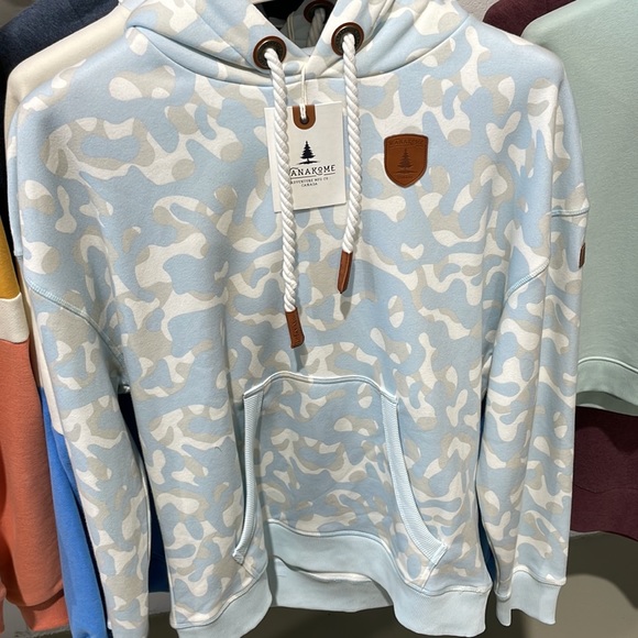 Wanakome Billie Print Sky Blue Camo Hoodie Small - Picture 3 of 5